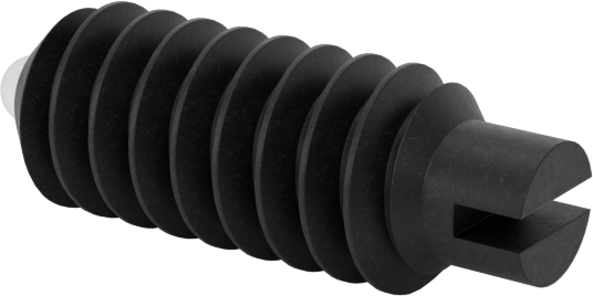 Uzun Asetal Plastik Burunlu Çelik Yaylı Piston, Yarık, Siyah, 6-32 Boyut, 0,5-1,5 lbs. Kuvvet, Diş Kilidi