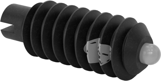 Uzun Asetal Plastik Burunlu Çelik Yaylı Piston, Yarık, Siyah, 6-32 Boyut, 0,5-1,5 lbs. Kuvvet, Diş Kilidi