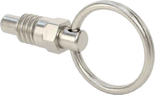 18-8 Paslanmaz Çelik Halka Tutamaklı Geri Çekilebilir Yaylı Piston, 1/4"-20 Diş Boyutu, 0,75" Tutamak Çapı