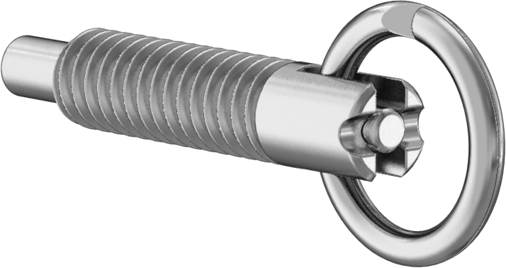 18-8 Paslanmaz Çelik Halka Tutamaklı Geri Çekilebilir Yaylı Piston, Twist-Lock, 1/4"-20 Diş