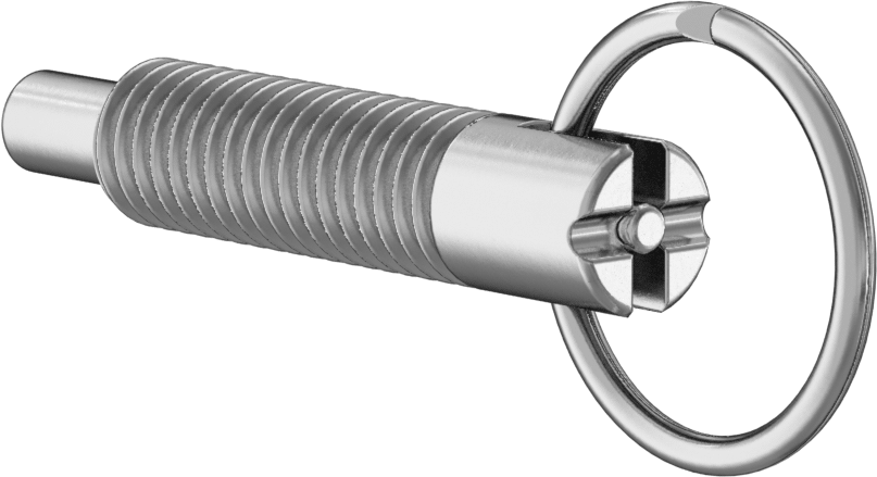 18-8 Paslanmaz Çelik Halka Tutamaklı Geri Çekilebilir Yaylı Piston, Twist-Lock, 3/8"-16 Diş