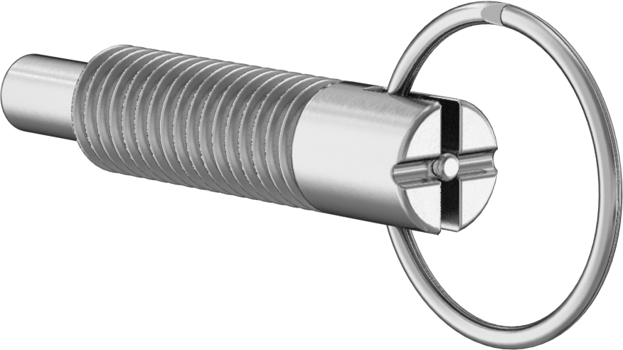 18-8 Paslanmaz Çelik Halka Tutamaklı Geri Çekilebilir Yaylı Piston, Twist-Lock, 1/2"-13 Diş