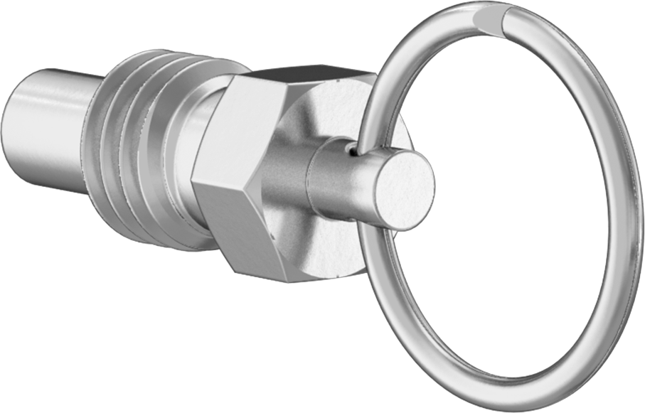 18-8 Paslanmaz Çelik Halka Tutamaklı Geri Çekilebilir Yaylı Piston, 1/2"-13 Diş Boyutu, 0,56 inç Diş Uzunluğu