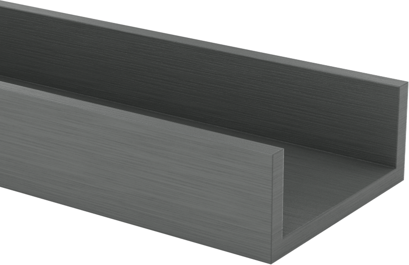 Kimyasal Dirençli PVC U-Kanal, 1,87“ Genişlik x 0,787” Yükseklik Dış Boyut, 5 Fit Uzunluk