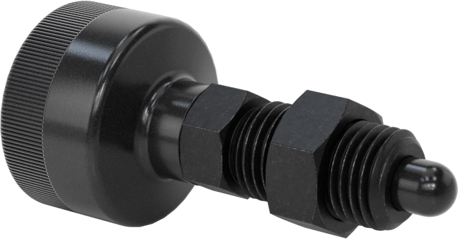 Siyah Oksit Çelik Geri Çekilebilir Yaylı Piston, Topuz Tutacağı ile, Kilitlenmeyen, 3/8"-24 Diş Boyutu