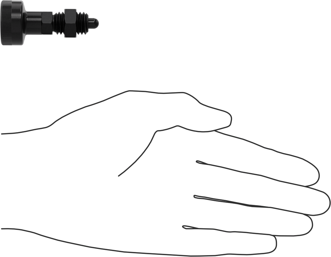 Siyah Oksit Çelik Geri Çekilebilir Yaylı Piston, Topuz Tutacağı ile, Kilitlenmeyen, 1/2"-13 Diş Boyutu