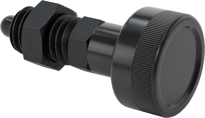 Siyah Oksit Çelik Geri Çekilebilir Yaylı Piston, Topuz Tutacağı ile, Kilitlenmeyen, 1/2"-13 Diş Boyutu