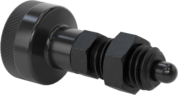 Siyah Oksit Çelik Geri Çekilebilir Yaylı Piston, Topuz Tutacağı ile, Kilitlenmeyen, 1/2"-13 Diş Boyutu