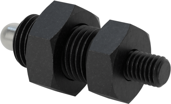 Siyah Oksit Çelik Geri Çekilebilir Yaylı Piston, Çelik Burun ile, Ek Tutamak, Kilitlenmeyen, 3/8"-24 Diş Boyutu