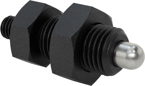 Siyah Oksit Çelik Geri Çekilebilir Yaylı Piston, Çelik Burun ile, Ek Tutamak, Kilitlenmeyen, 3/8"-24 Diş Boyutu