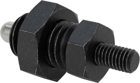 Siyah Oksit Çelik Geri Çekilebilir Yaylı Piston, Çelik Burun ile, Ek Tutamak, Kilitlenmeyen, 1/2"-13 Diş Boyutu