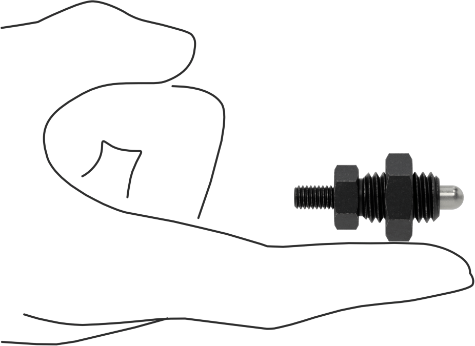 Siyah Oksit Çelik Geri Çekilebilir Yaylı Piston, Çelik Burun ile, Ek Tutamak, Kilitlenmeyen, 1/2"-13 Diş Boyutu