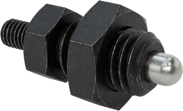 Siyah Oksit Çelik Geri Çekilebilir Yaylı Piston, Çelik Burun ile, Ek Tutamak, Kilitlenmeyen, 1/2"-13 Diş Boyutu