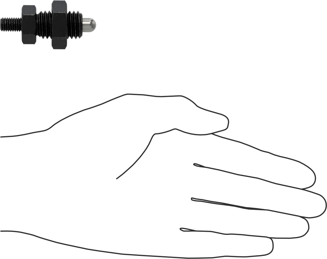 Siyah Oksit Çelik Geri Çekilebilir Yaylı Piston, Çelik Burun ile, Ek Tutamak, Kilitlenmeyen, 5/8"-11 Diş Boyutu
