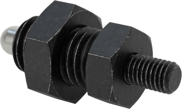 Siyah Oksit Çelik Geri Çekilebilir Yaylı Piston, Çelik Burun ile, Ek Tutamak, Kilitlenmeyen, 5/8"-11 Diş Boyutu