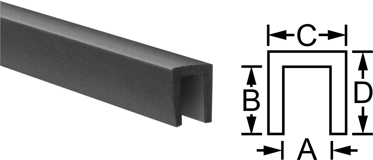 EPDM Kauçuk Kenar Çıtası, 1/16“ Genişlik x 1/8” İç Yükseklik