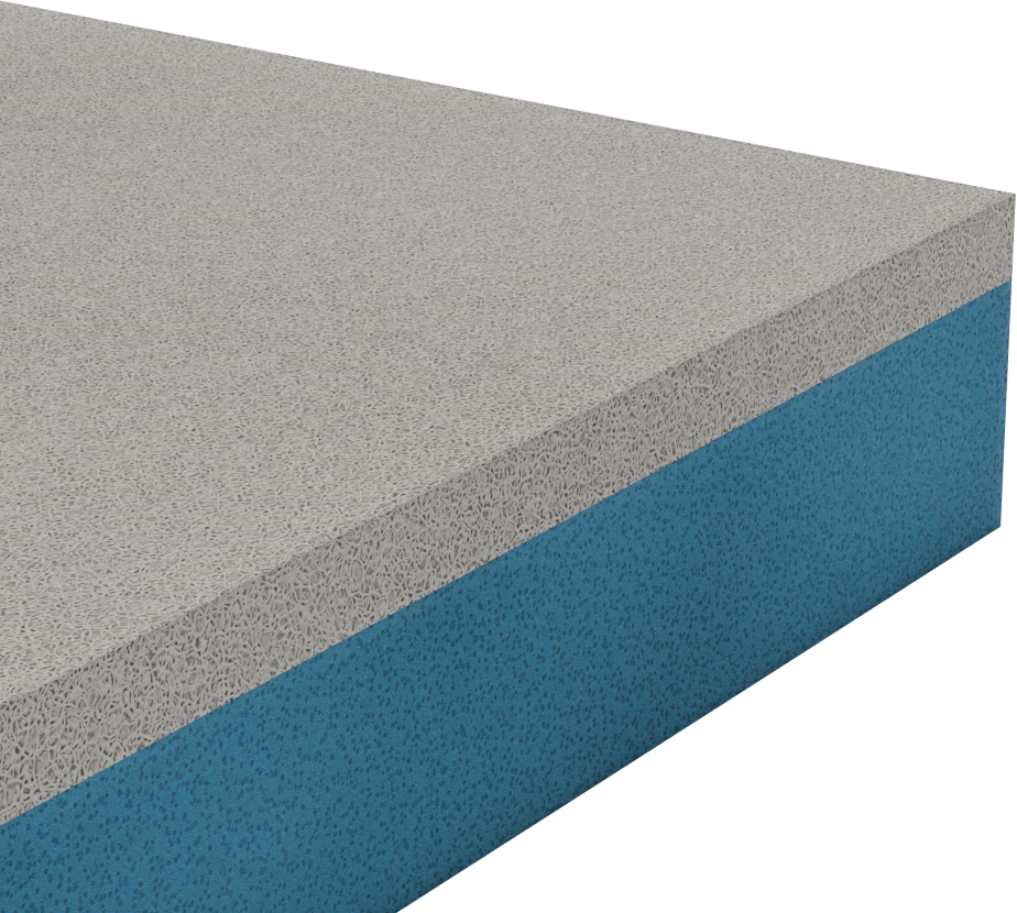 Çift Renkli Alet Düzenleme Köpüğü, 12" x 12", 1/2“ Kalınlıkta Gri, Yapışkanlı ve 1-1/2” Kalınlıkta Mavi