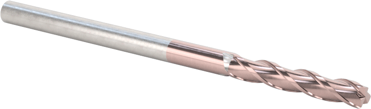 TiCN Kaplamalı Karbür Kare Uçlu Freze, 3 Yiv, 1/8" Freze Çapı, 2-1/4" Toplam Uzunluk