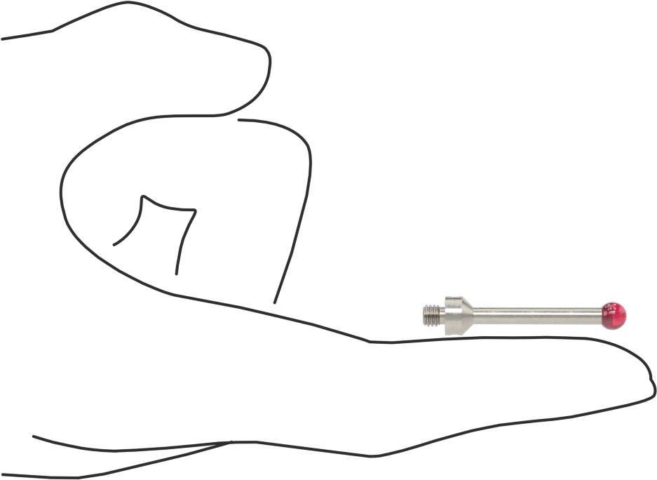 Renishaw Prob İğnesi, Yakut Top Uçlu, M4 x 0.7 mm, Model Numarası A-5000-6352
