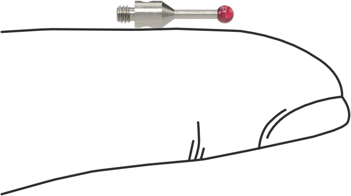 Renishaw Prob İğnesi, Yakut Top Uçlu, M2 x 0.4 mm, Model Numarası A-5000-7807