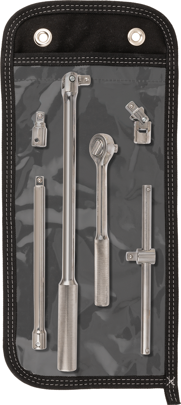 6 Parça 1/2" Kare Tırnaklı Cırcır Anahtarı ve Adaptör Seti