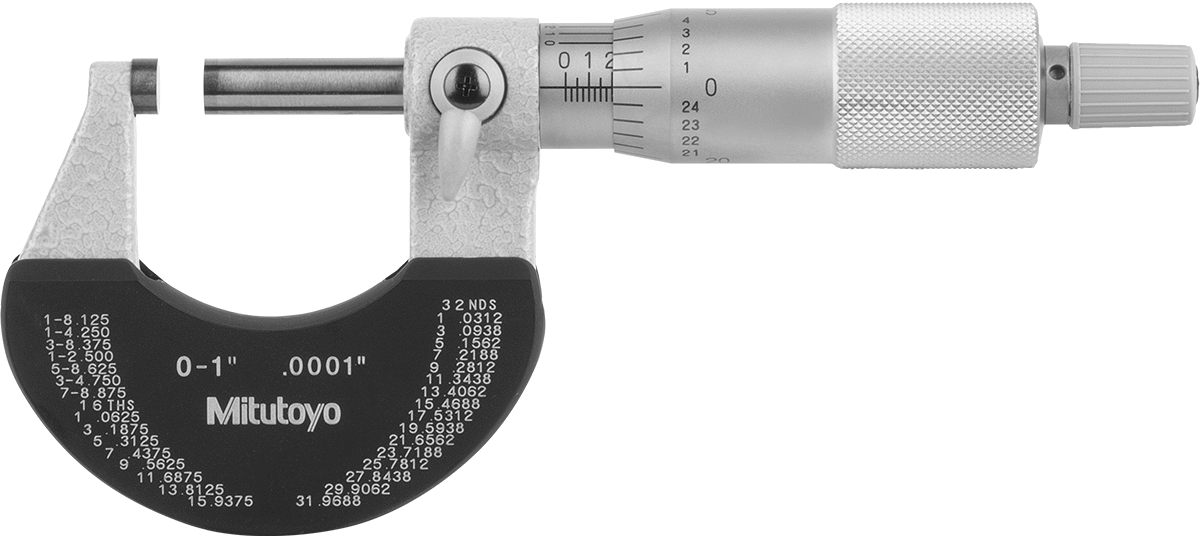 Mitutoyo Dış Mikrometre, Cırcırlı Durdurucu ve Sertifika ile, Numara 102-327-10, 0“ - 1” Aralık
