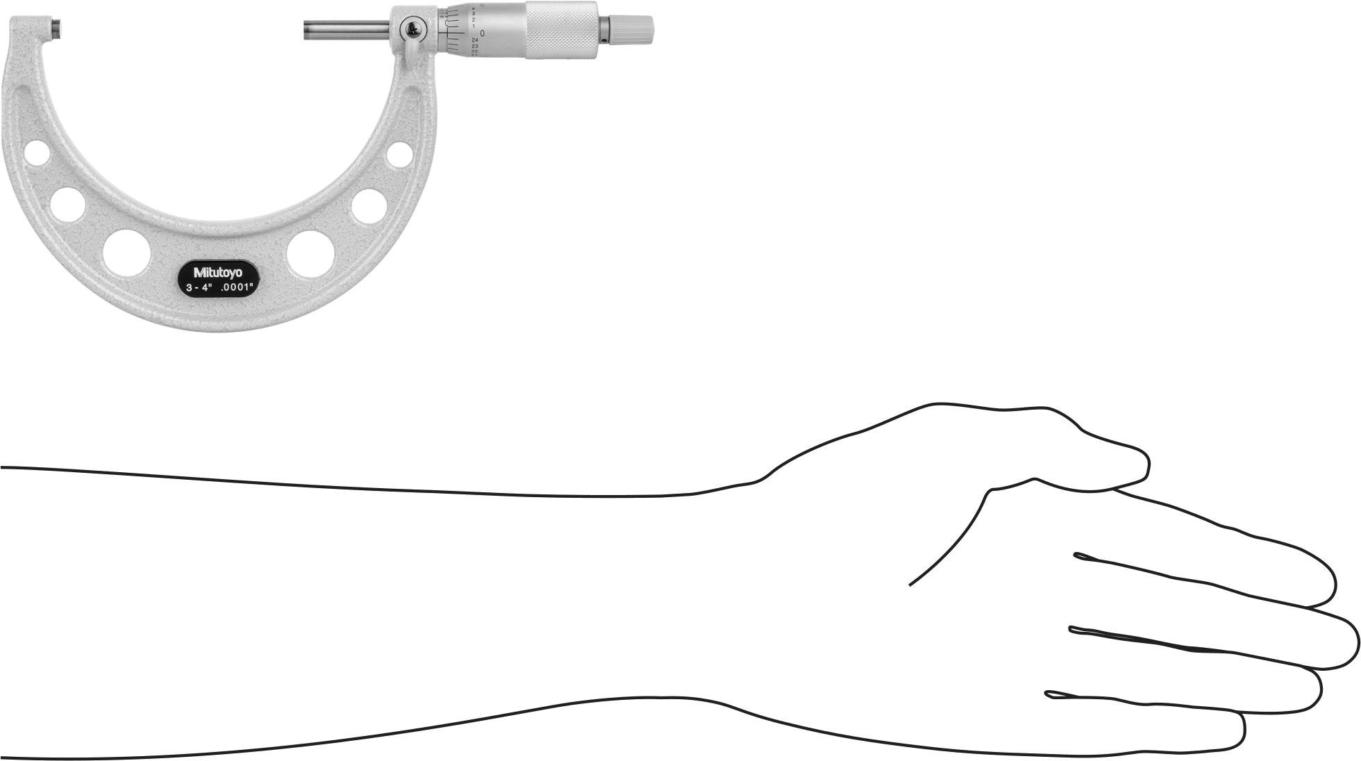 Mitutoyo Dış Mikrometre, Cırcırlı Durdurma Yüksüğü ve Sertifika ile, 103-218 Numaralı, 3“-4” Aralık