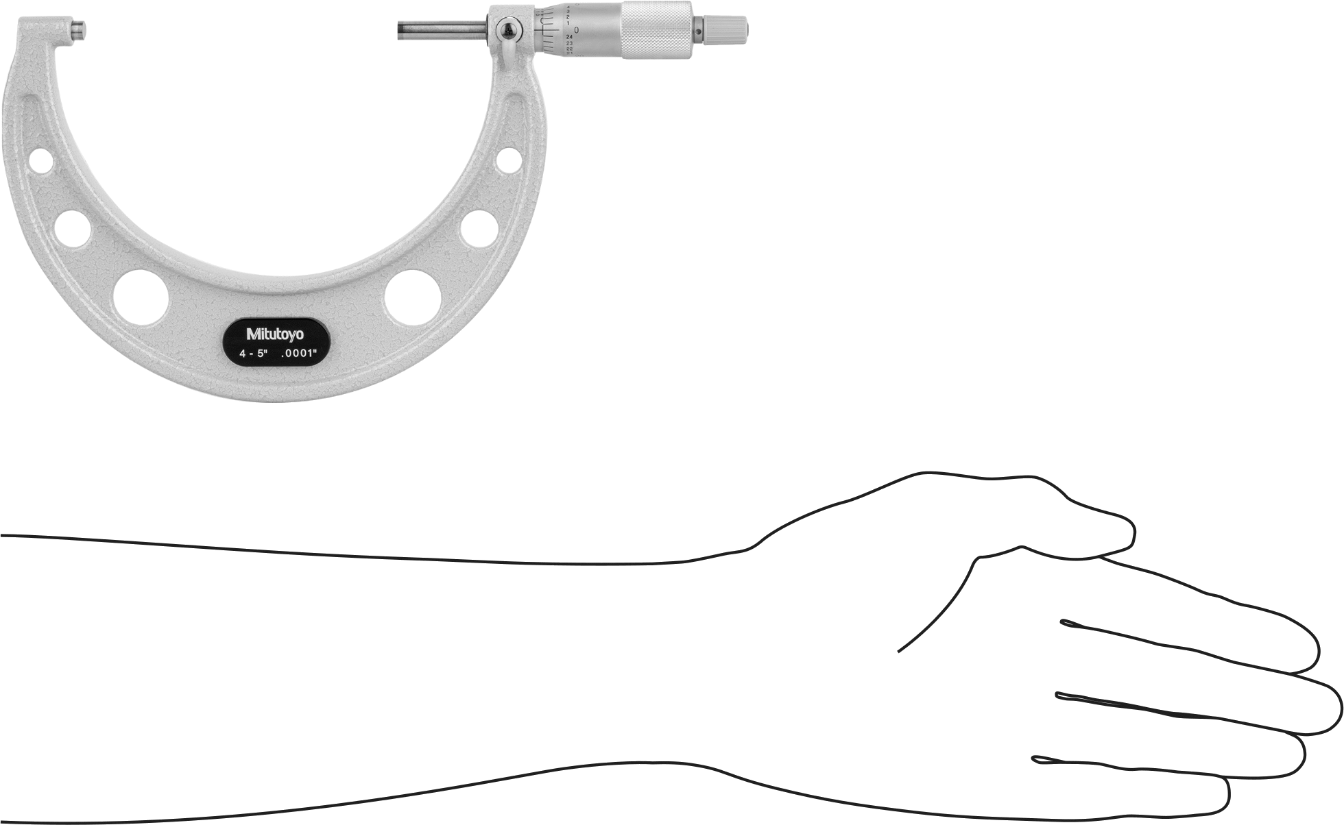 Mitutoyo Dış Mikrometre, Cırcırlı Durdurma Yüksüğü ve Sertifika ile, Numara 103-219, 4“-5” Aralığı