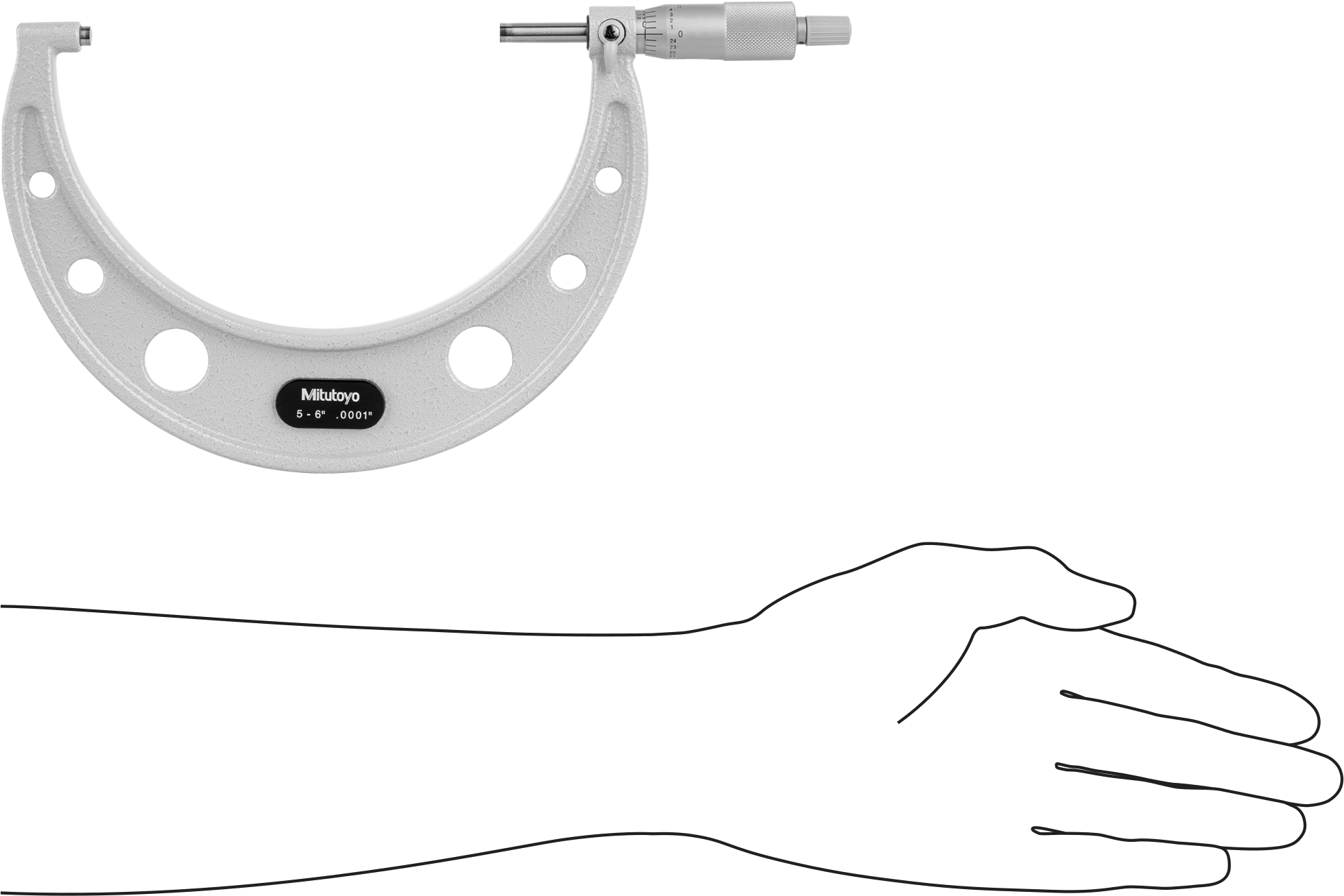 Mitutoyo Dış Mikrometre, Cırcırlı Durdurma Yüksüğü ve Sertifika ile, Numara 103-220, 5“-6” Aralık