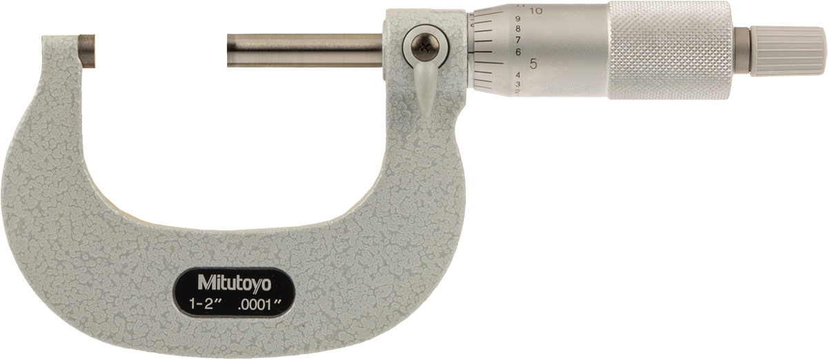 Mitutoyo Dış Mikrometre, Cırcırlı Durdurma Yüksüğü ve Sertifika ile, Numara 103-262, 1“-2” Aralık