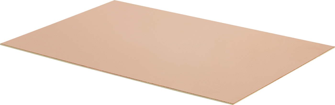 Devre Kartı, Bir adet Bakır Kaplı Yüz, 9“ Uzunluk x 6” Genişlik x 3/64" Kalınlık