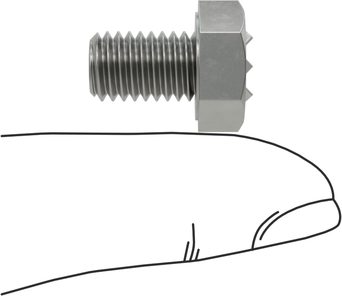 Altıgen Başlı Tutucu Vida, İnce Tırtıklı, M8 x 1,25 mm Diş Boyutu, 12 mm Diş Uzunluğu
