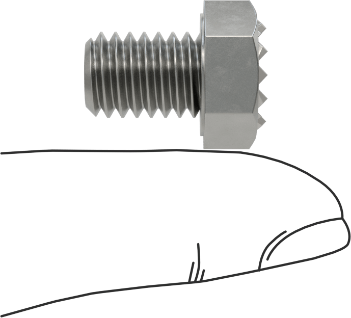 Altıgen Başlı Tutucu Vida, Ekstra İnce Tırtıklı, 3/8"-16 Diş Boyutu, 1/2" Diş Uzunluğu