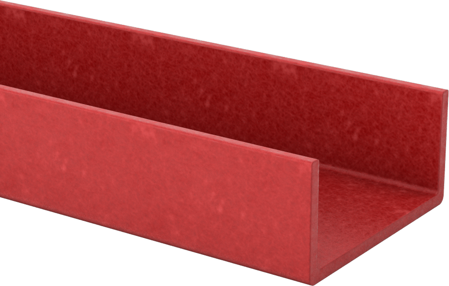 Ark Dirençli GPO3 Fiberglas U-Kanal, 2-9/16“ Dış Genişlik x 1-7/32” Dış Yükseklik, 3 Fit Uzunluk