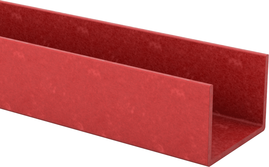 Ark Dirençli GPO3 Fiberglas U-Kanal, 3-9/16“ Dış Genişlik x 2-9/16” Dış Yükseklik, 3 Fit Uzunluk
