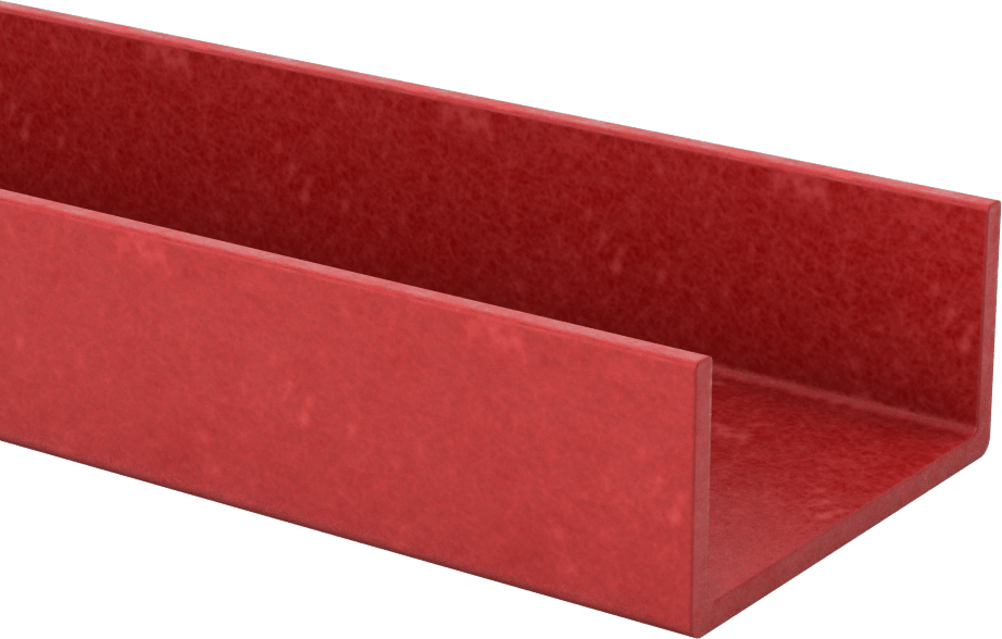Ark Dirençli GPO3 Fiberglas U-Kanal, 2-9/16“ Dış Genişlik x 1-7/32” Dış Yükseklik, 6 Fit Uzunluk