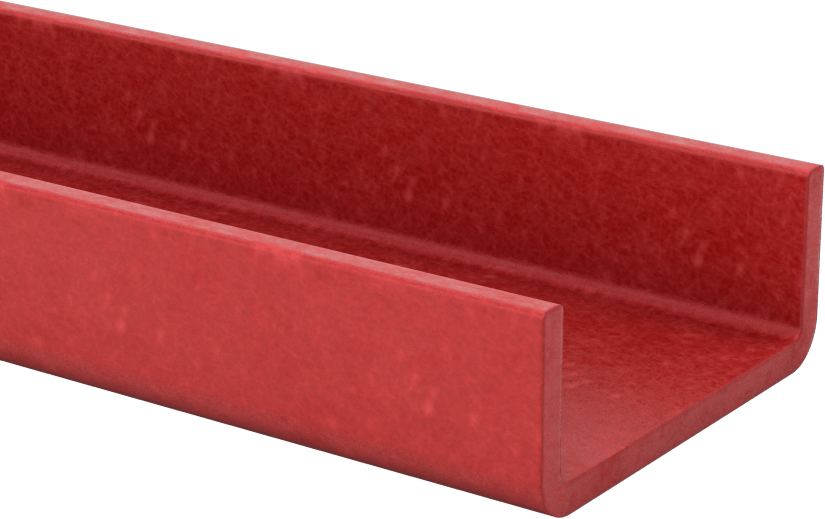 Ark Dirençli GPO3 Fiberglas U-Kanal, 1/8" Duvar Kalınlığı, 2 inç Genişlik x 13/16 inç Dış Yükseklik, 5 Fit Uzunluk