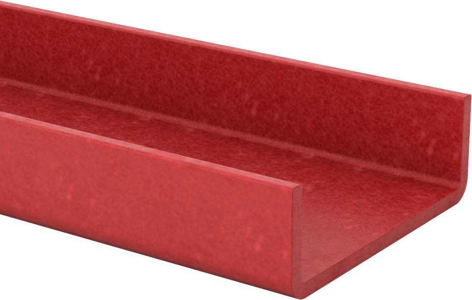 Ark Dirençli GPO3 Fiberglas U-Kanal, 3/16" Duvar Kalınlığı, 4“ Genişlik x 1-3/8” Dış Yükseklik, 5 Fit Uzunluk