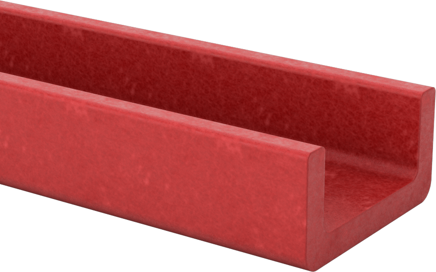 Ark Dirençli GPO3 Fiberglas U-Kanal, 1/4" Duvar Kalınlığı, 2 inç Genişlik x 1 inç Dış Yükseklik, 5 Fit Uzunluk