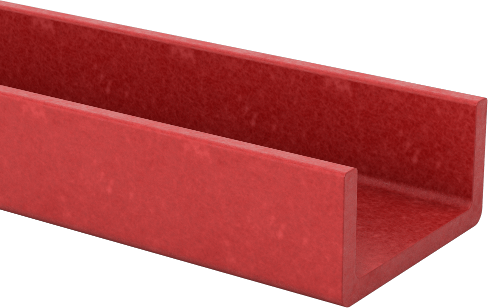 Ark Dirençli GPO3 Fiberglas U-Kanal, 3“ Dış Genişlik x 1-1/2” Dış Yükseklik, 5 Fit Uzunluk