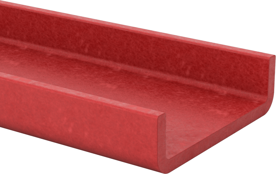 Ark Dirençli GPO3 Fiberglas U-Kanal, 1/4" Duvar Kalınlığı, 4 inç Genişlik x 1-1/8 inç Dış Yükseklik, 5 Fit Uzunluk