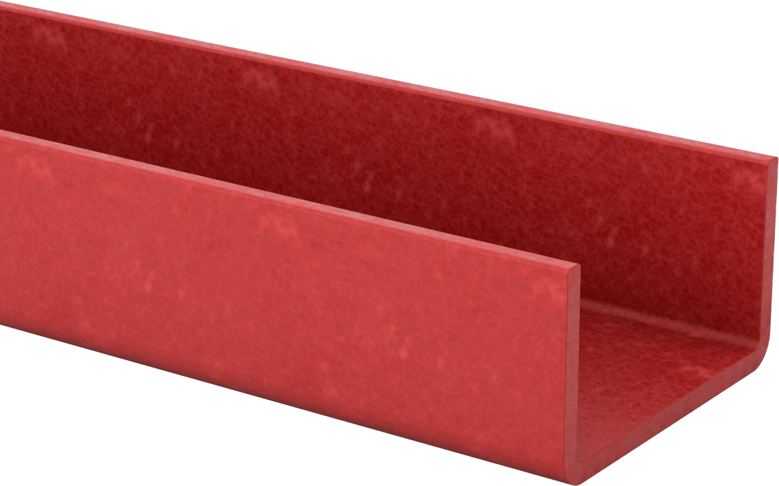 Ark Dirençli GPO3 Fiberglas U-Kanal, 1/4" Duvar Kalınlığı, 4,5 inç Genişlik x 2,5 inç Dış Yükseklik, 5 Fit Uzunluk