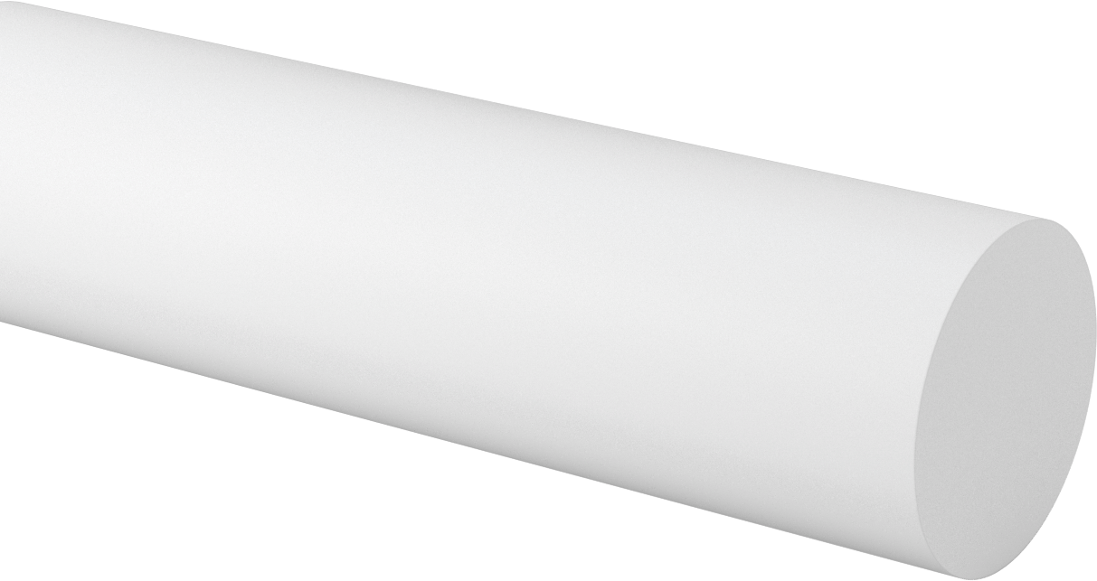 Cam Dolgulu Kimyasal Dayanıklı Kaygan PTFE Çubuk, 3-1/4" Çap, 1 Ayak Uzunluğunda