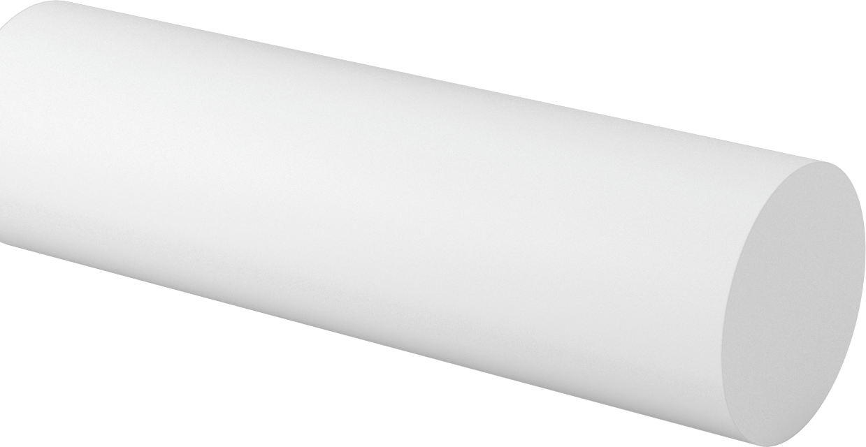 Cam Dolgulu Kimyasal Dayanıklı Kaygan PTFE Çubuk, 3-1/2" Çap, 1 Ayak Uzunluğunda