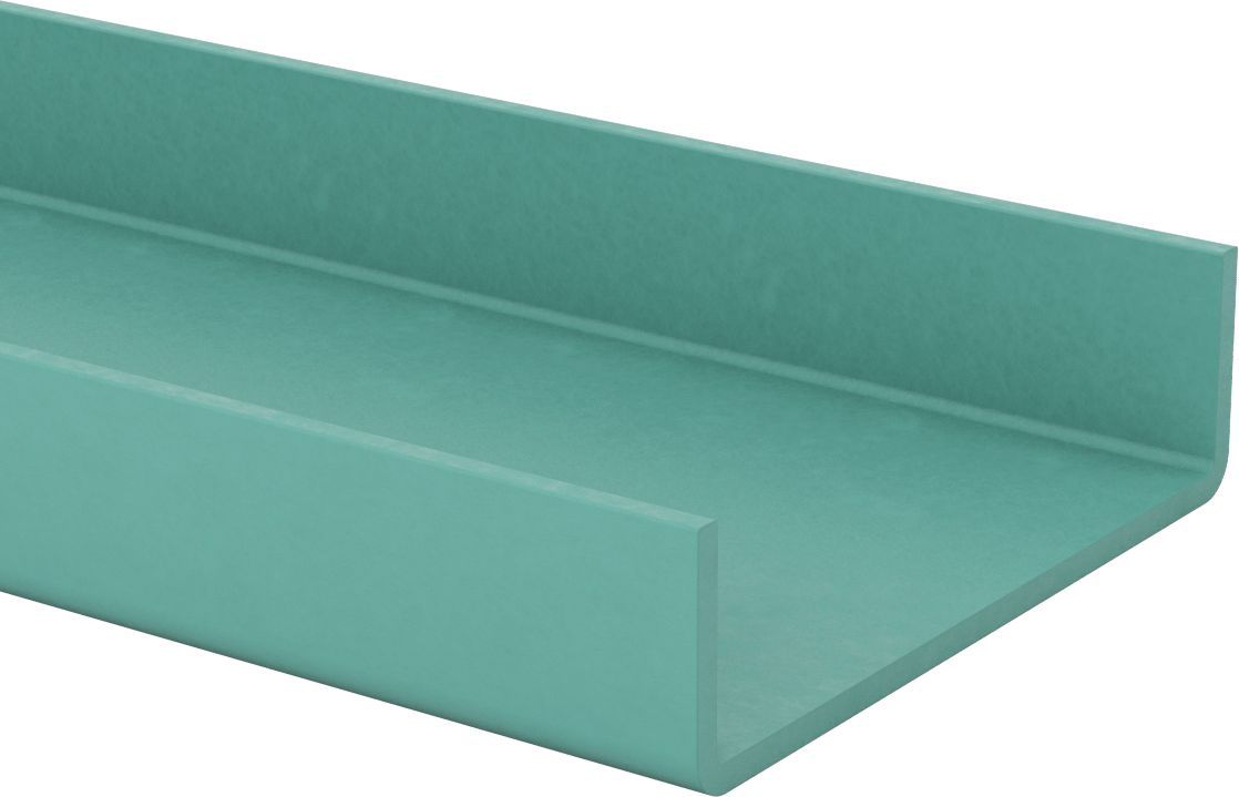 Yapısal FRP Fiberglas U-Kanal, 1/4" Duvar Kalınlığı, 8“ Genişlik x 2-3/16” Yükseklik Dış Boyut, 5 Fit Uzunluk