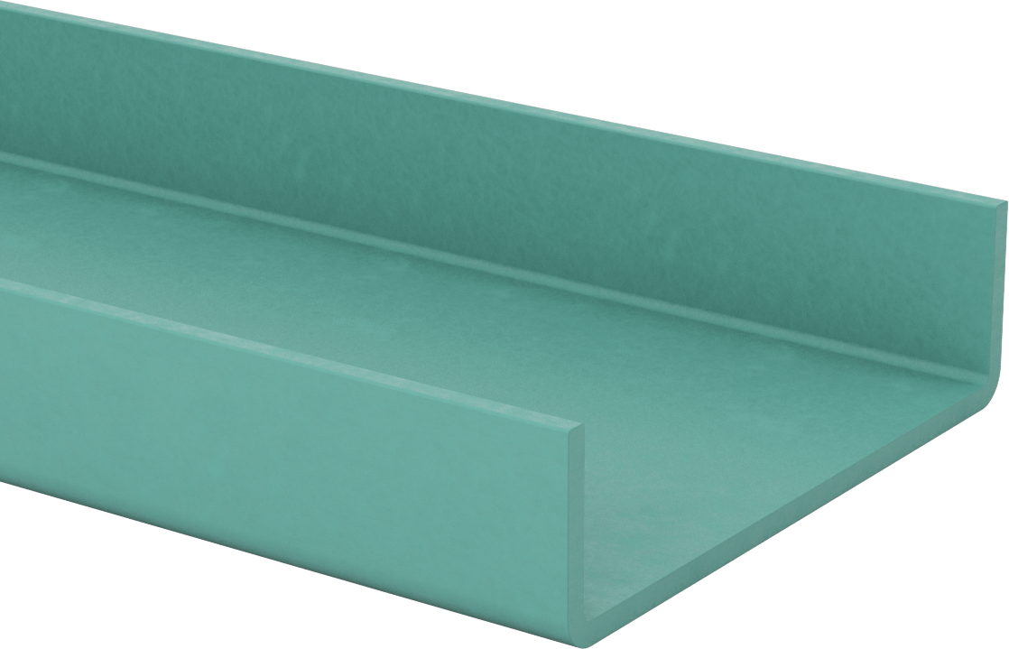 Yapısal FRP Fiberglas U-Kanal, 1/4" Duvar Kalınlığı, 8“ Genişlik x 2-3/16” Yükseklik Dış Boyut, 10 Fit Uzunluk