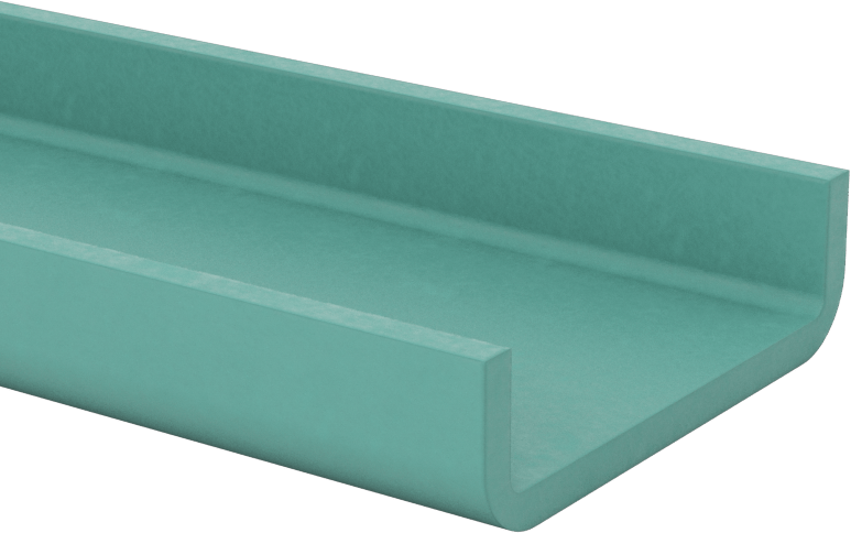 Yapısal FRP Fiberglas U-Kanal, 1/8" Duvar Kalınlığı, 2“ Genişlik x 9/16” Dış Yükseklik, 5 Fit Uzunluk