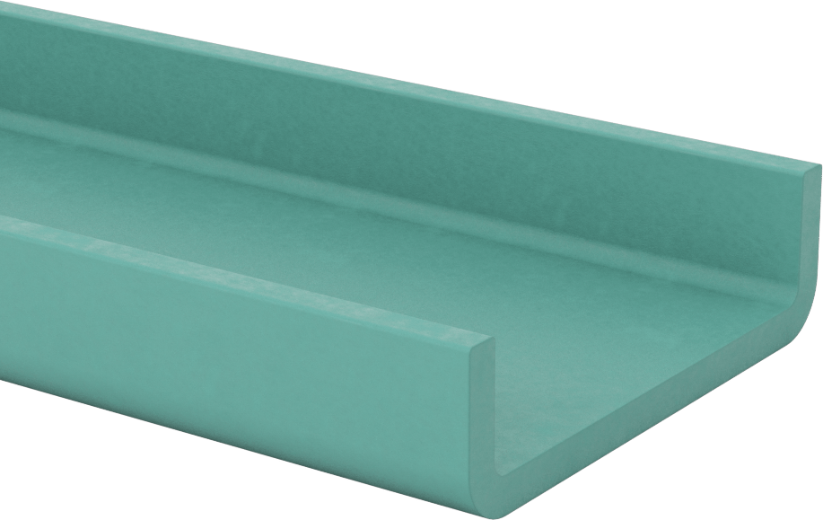 Yapısal FRP Fiberglas U-Kanal, 1/4" Duvar Kalınlığı, 4“ Genişlik x 1-1/8” Yükseklik Dış Boyut, 5 Fit Uzunluk