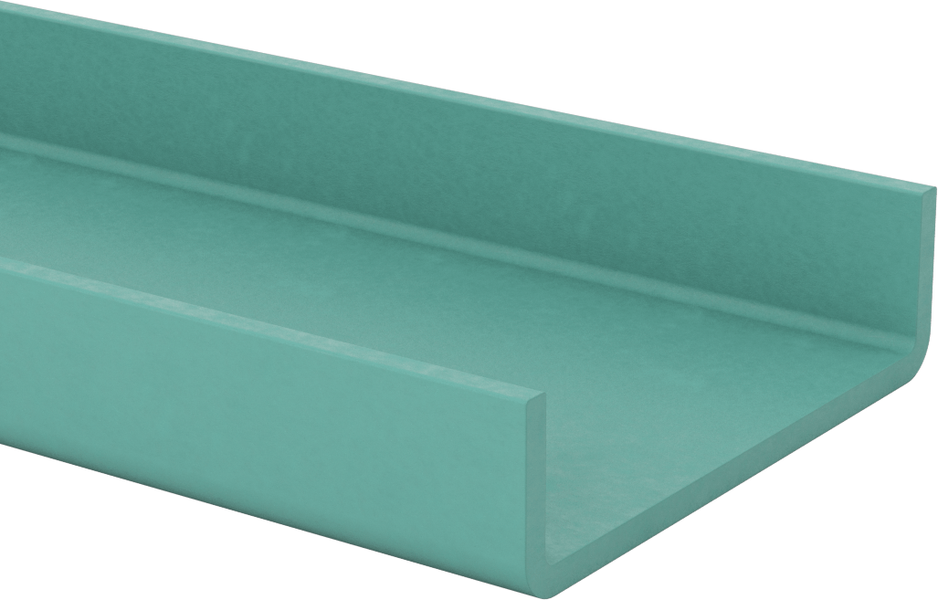 Yapısal FRP Fiberglas U-Kanal, 1/4" Duvar Kalınlığı, 6“ Genişlik x 1-5/8” Dış Yükseklik, 5 Fit Uzunluk