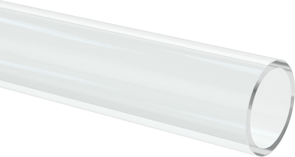 Şeffaf Çizilmeye ve UV Işınlarına Dayanıklı Akrilik Yuvarlak Boru, 1/8" Duvar Kalınlığı, 1-1/2" OD, 1-1/4" ID, 6 Fit Uzunluk